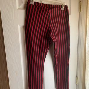 Striped red and black leggings